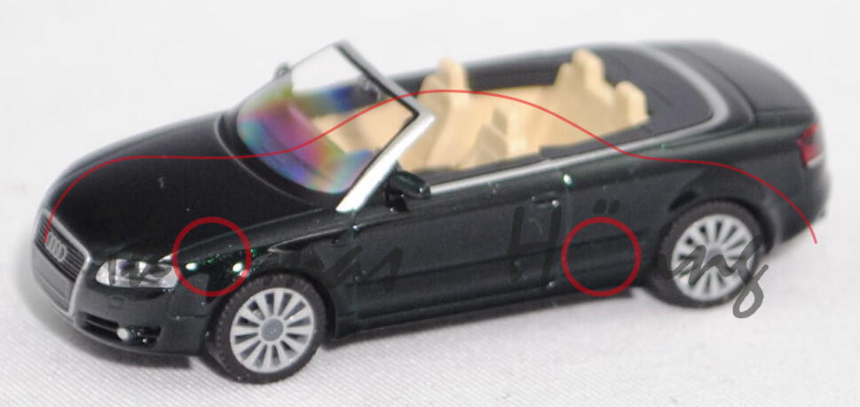 Audi A4 Cabriolet 3.2 FSI quattro (B7, Typ 8H, Modell 06-09), tiefgrün perleffekt, Wiking, 1:87, mb