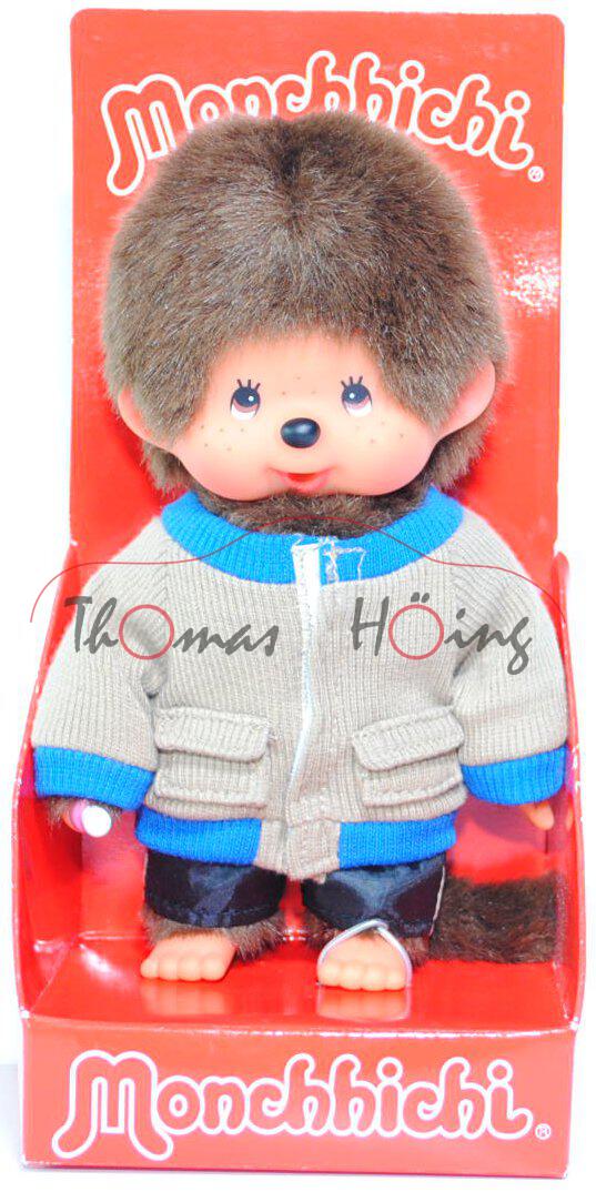 Monchhichi Beige Jacket/Pants Boy, 20 cm groß, Sekiguchi