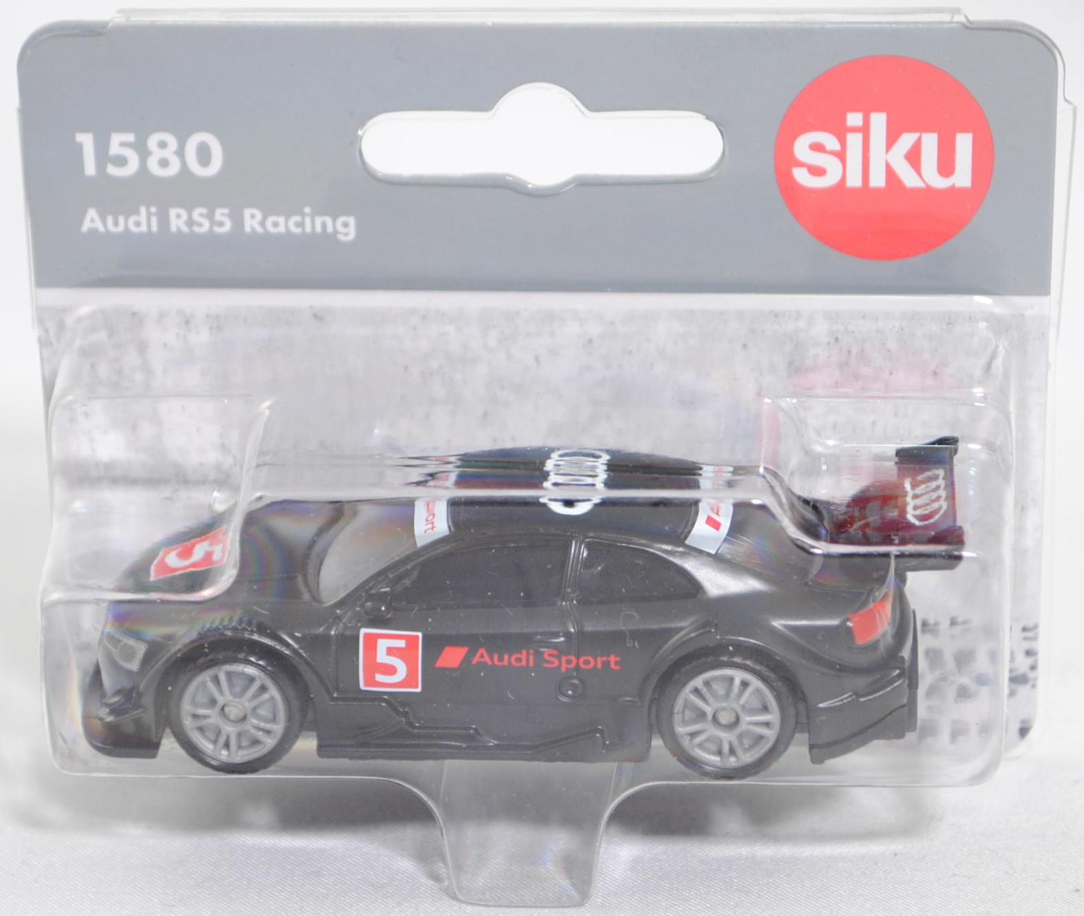 00000 Audi RS 5 DTM (interne Bezeichnung R17, Prototyp-Rennwagen für die DTM, Modell 2013-2016) (Audi RS 5 Racing), schwarz, Startnummer 5, SIKU SUPER, 1:63, P29f