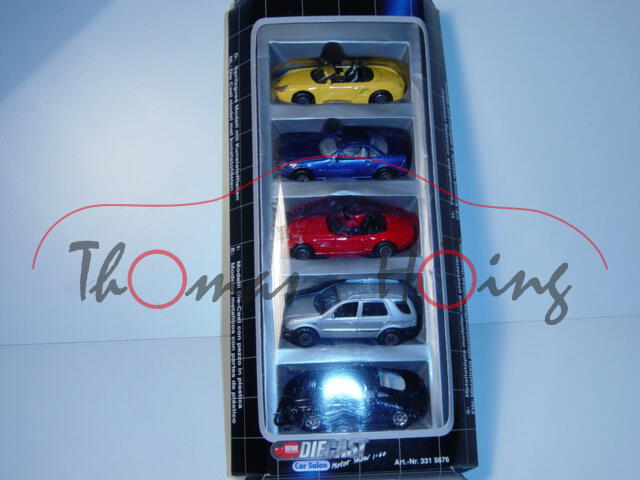 Audi TT Coupe, Mj. 98, schwarz, Dickie, 1:60, Set mit Porsche Boxster+Mercedes SLK+BMW Z8+Mercedes M