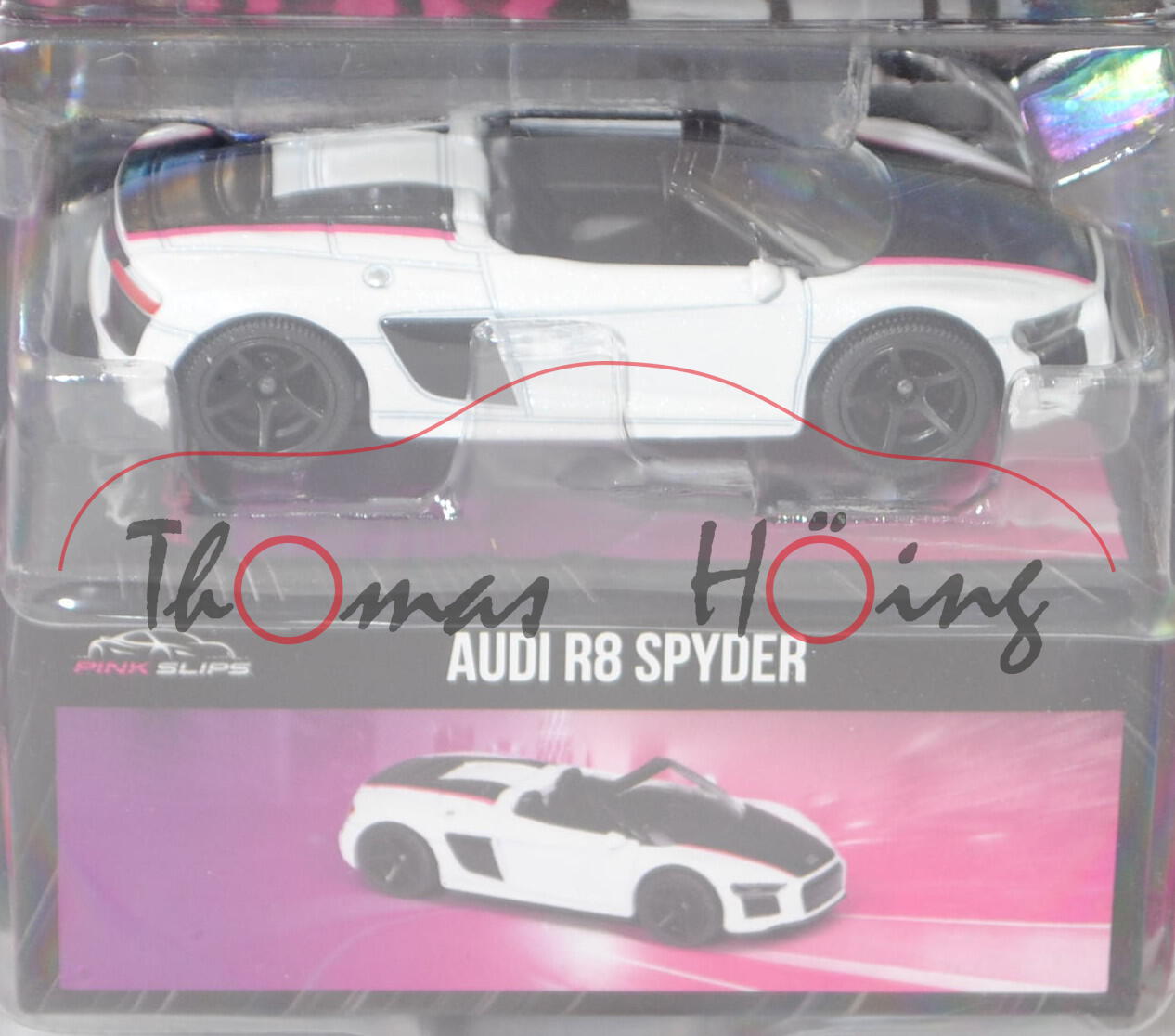 Audi R8 Spyder V10 (Baureihe 4S, Mod. 16-19), perlmuttweiß, Jada TOYS by majorette, 1:58, Blister