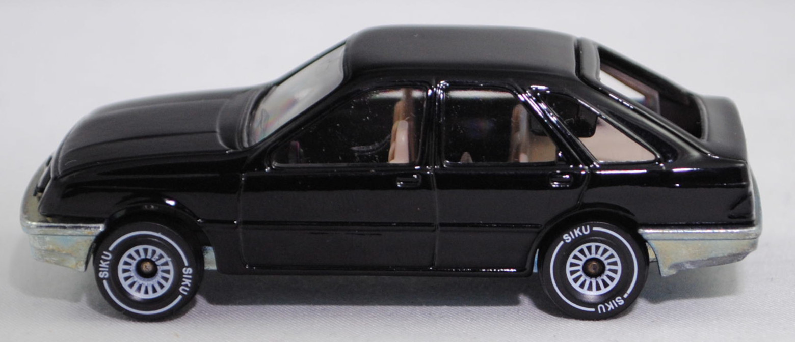 00003 Ford Sierra 2.3 Ghia (1. Generation, Typ Sierra '82 oder Mk1, GBC, Vorfacelift, Modell 1982-1984), schwarz, innen hell-beige, mit CE-Zeichen, SIKU SUPER, 1:55, m