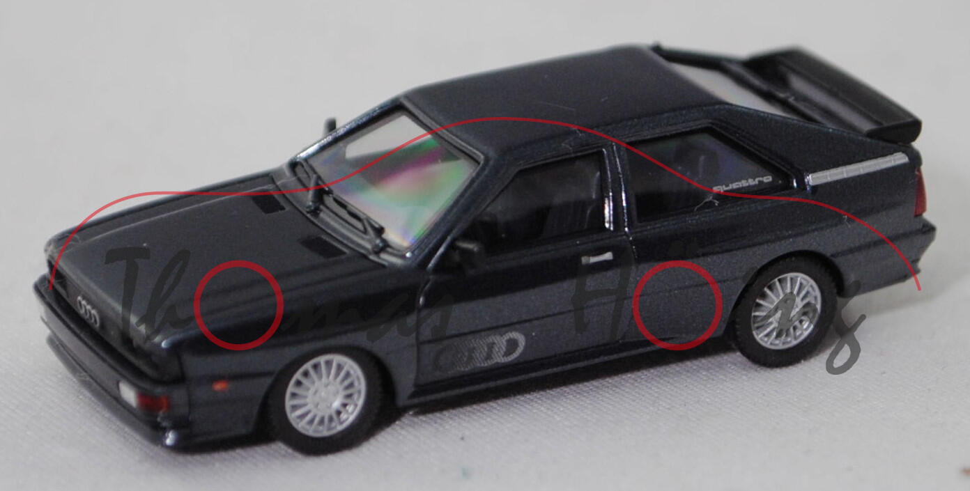 Audi quattro (Baureihe B2, Typ 85Q, Modell 1980-1982), graublaumetallic, Herpa, 1:87, mb