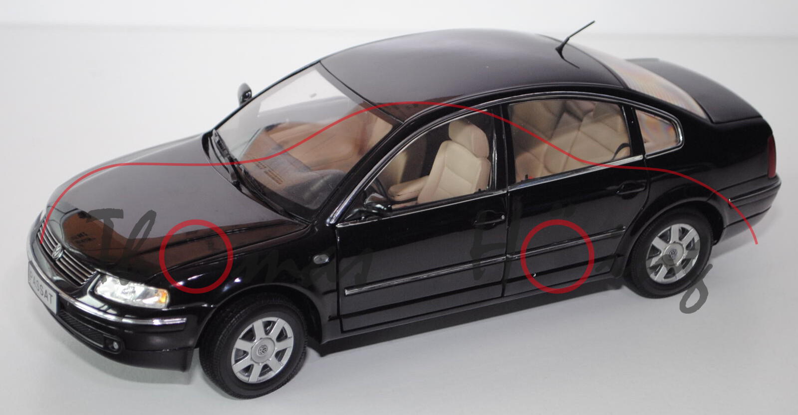 VW Passat Limousine (B5, Typ 3B), Modell 1996-2000, schwarz, ANSON, 1:18, mb