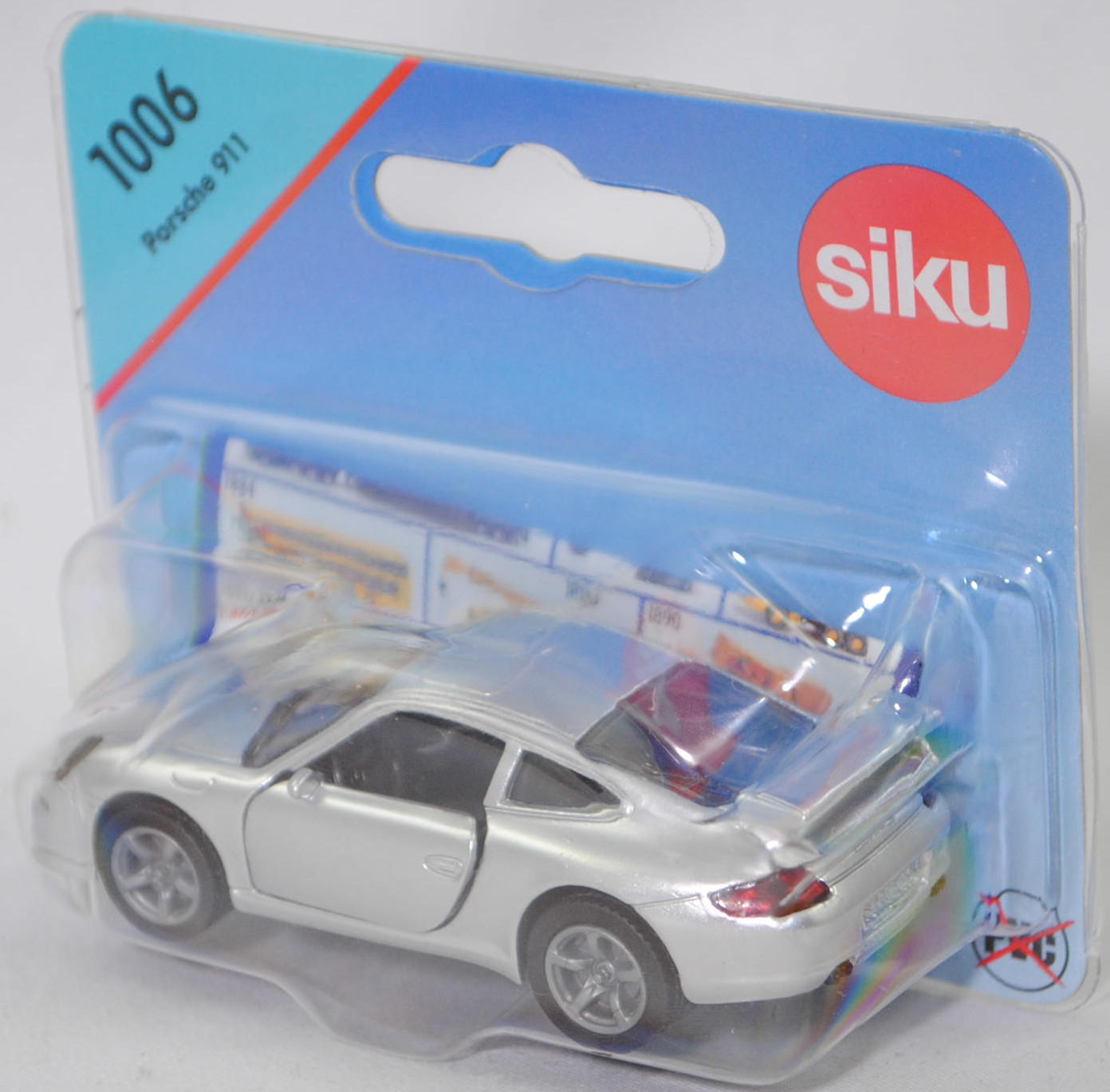 00009 Porsche 911 Carrera S (Typ 997.1 Coupé / 997 MK1 Coupé, Vorfacelift, Modell 2004-2008), weißaluminiumrmetallic, Bpr. 1006, B22a / B22b grau, SIKU SUPER, 1:55, P29e