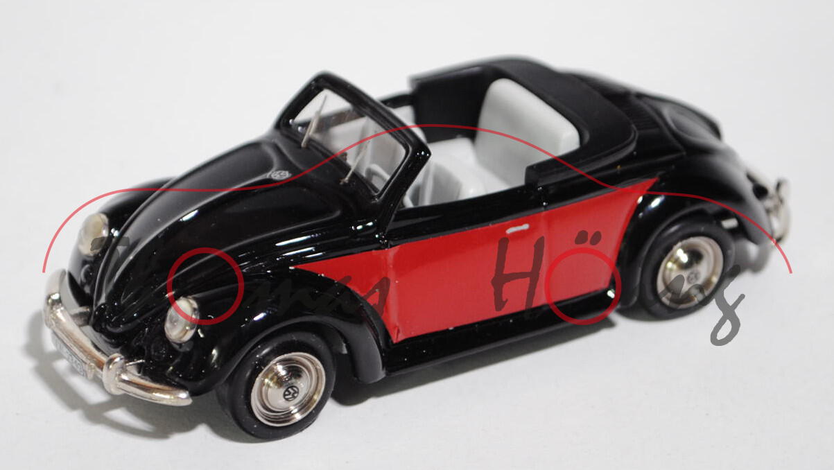 VW-Hebmüller-Cabriolet offen (Typ 14), Modell 1949-1952, Baujahr 1949, schwarz/signalrot, innen lich