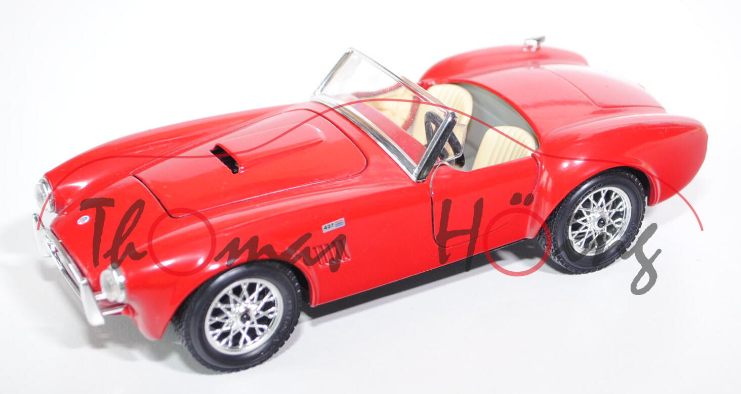 AC Cobra 427, Modell 1965, karminrot, Türen + Motorhaube zu öffnen, mit Lenkung, Bburago DIE CAST VI