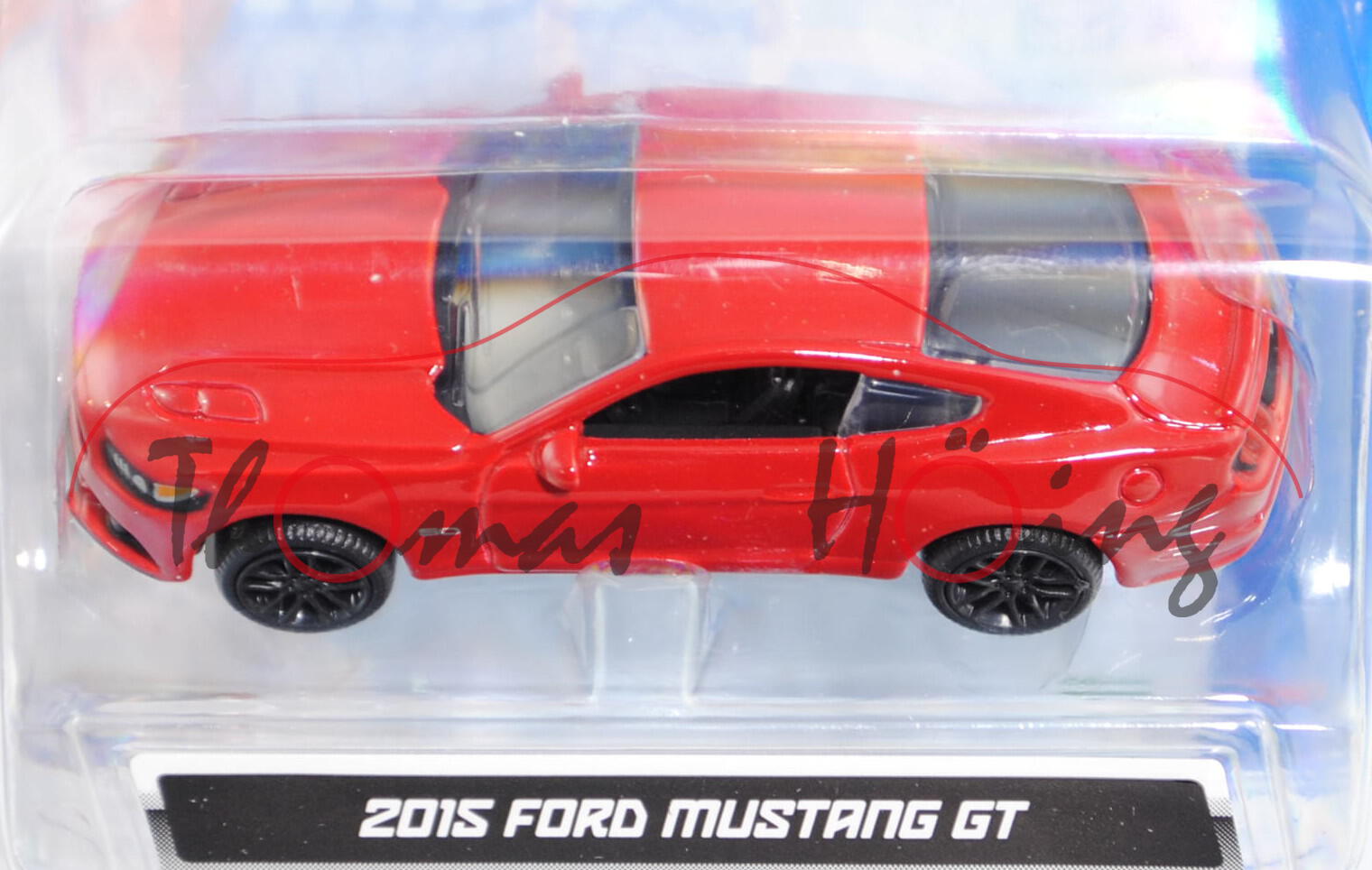 Ford Mustang 5.0 GT (Typ VI Coupé / Fastback, Mod. 15-), karminrot, innen schwarz, Bburago, 1:64, mb