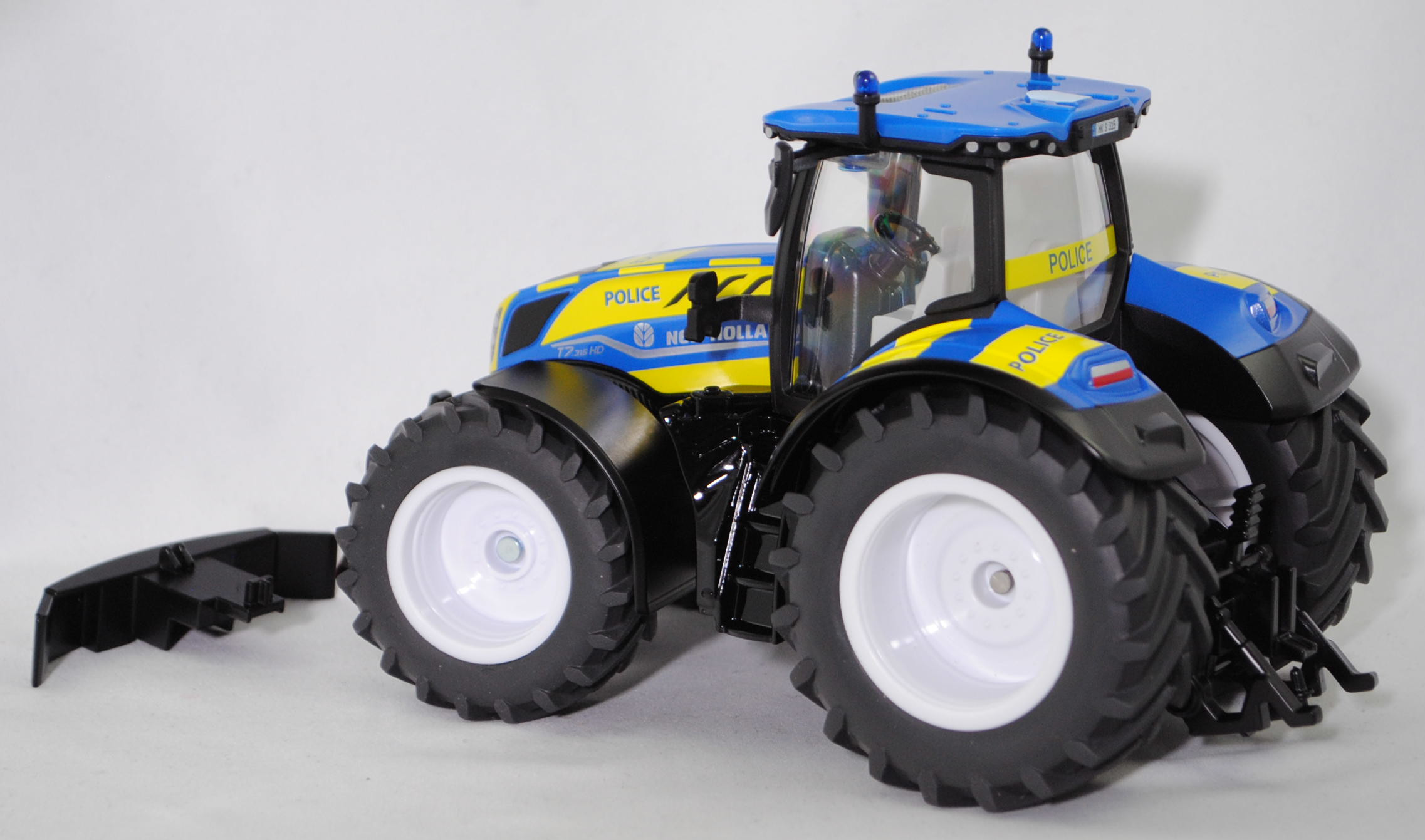 00000 New Holland T7.315 HD AC New Generation (2. Generation, Modell 2021-) Polizei Traktor, hell-signalblau/mattschwarz, POLICE, SIKU FARMER 1:32, L17mpK