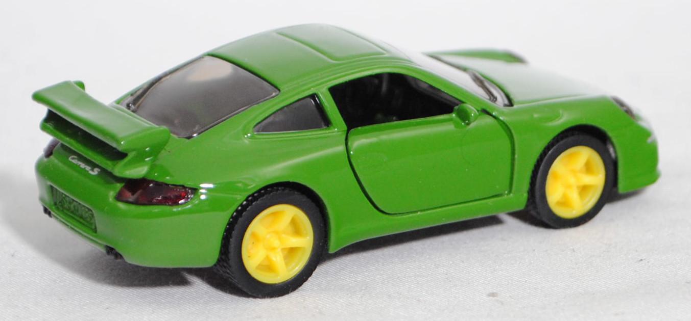00006 Porsche 911 Carrera S (Typ 997.1 Coupé / 997 MK1 Coupé, Vorfacelift, Modell 2004-2008), hell-grasgrün, B22a / B22b geschlossen zinkgelb, SIKU SUPER, 1:55, m