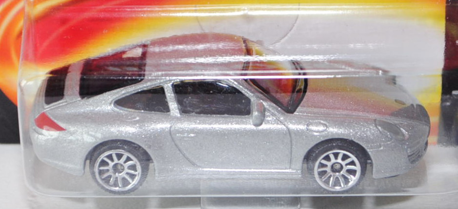 Porsche 911 Typ 997 (Nr. 209 E), Modell 2004-2008, silber, majorette, 1:59, Blister