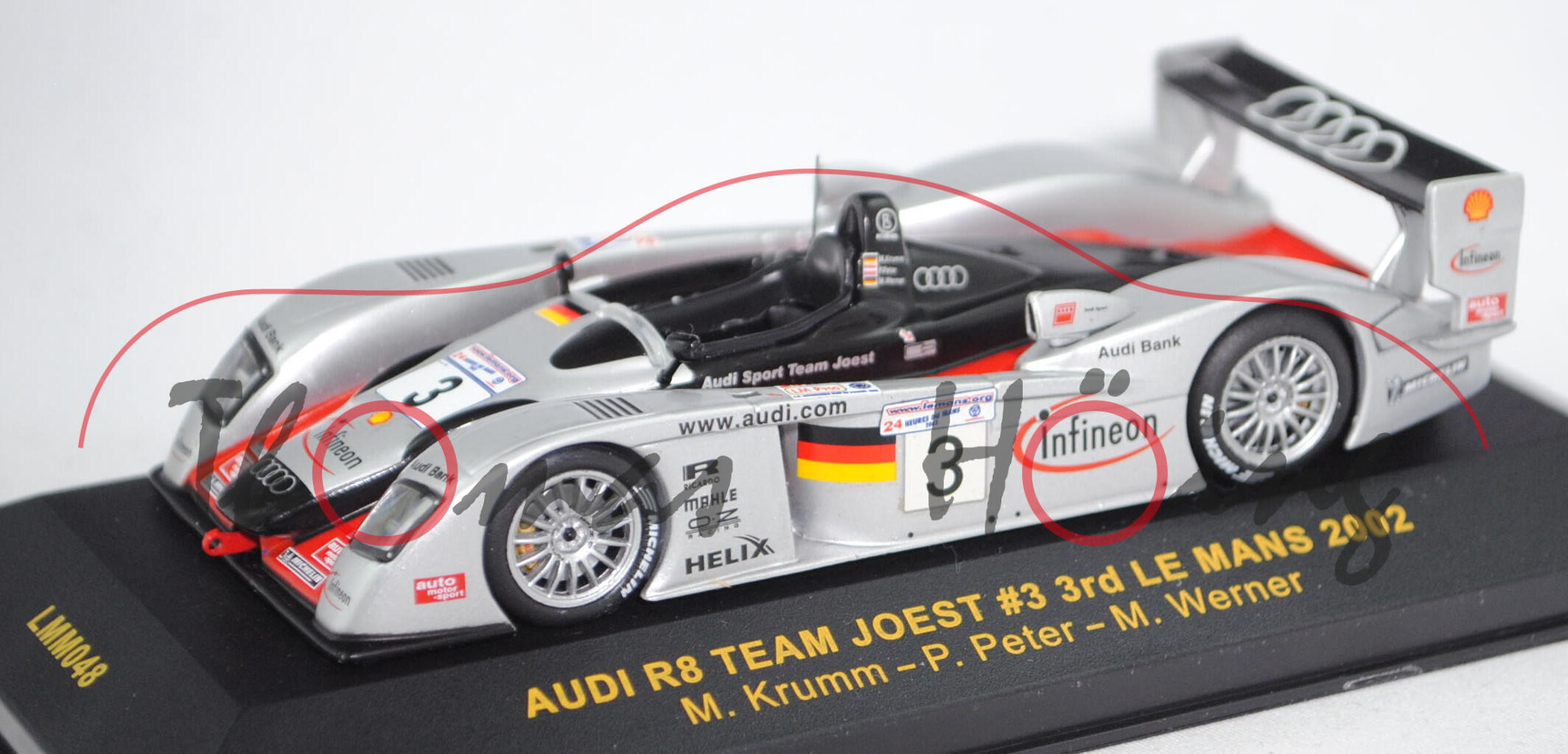 Audi R8, Team Audi Sport Team Joest, Le Mans 2002, Krumm/Peter/Werner, Nr. 3, IXO, 1:43, PC-Box