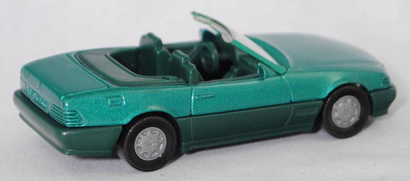 00004 Mercedes-Benz 500 SL (R 129, Modell 1989-1992), türkisgrünmetallic, Stern im Kühlergrill silber, Heckklappe mit Stern, Hong, B7, SIKU SUPER, 1:55, m