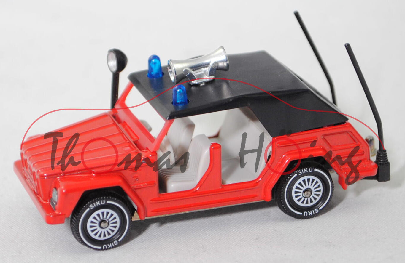 00003 VW 181 1600 (Facelift 1973, Modell 1973-1980) Feuerwehr-Einsatzleitwagen, rot, Scheibenrahmen Kunststoff, R11, SIKU, 1:57