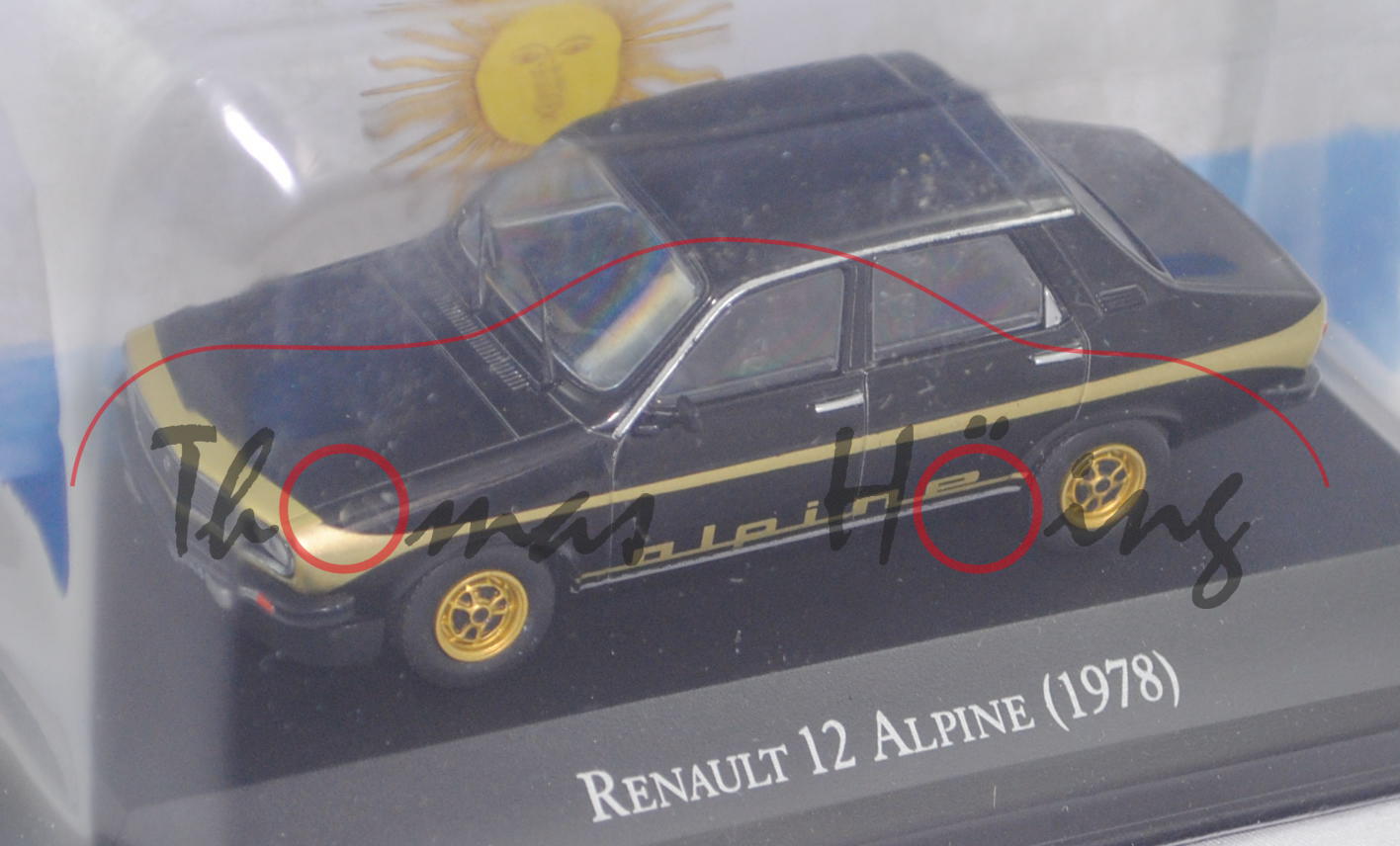 Renault 12 Alpine (Mod. 78-80) vgl. Renault 12 (Mod. 75-80), schwarz, EDITION ATLAS, 1:43, Haubenbox