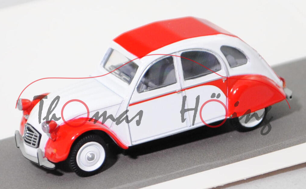 Citroen 2CV Dolly (Typ AZKA, Modell 1985-1986), Rouge Vallelunga (rot) / Blanc Meije (weiss), Schuco made by Spark / Minimax, 1:64, mb