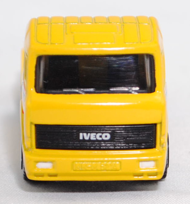 00001 Iveco TurboStar (Modell 1987-1990) Renntruck (Truck-Racing-Europameisterschaft 1989-1993, Klasse B), gelb, arexons / HEUER / Firestone / BOSCH, C1 reinweiß, SIKU, 1:86, m