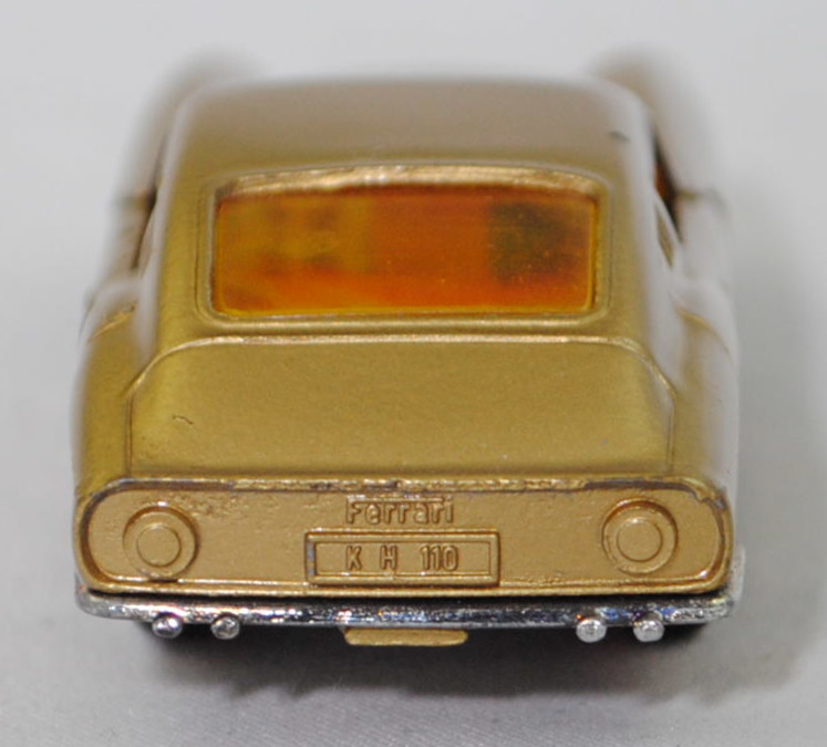00004 Ferrari Berlinetta 275 GTB (Tipo 563, 2. Serie, Long Nose / Lange Nase, Modell 1965-1966), goldmetallic, transparente Frontscheinwerfer, Bpr. 1012, W-Germ, R11, SIKU SUPER, 1:56, m