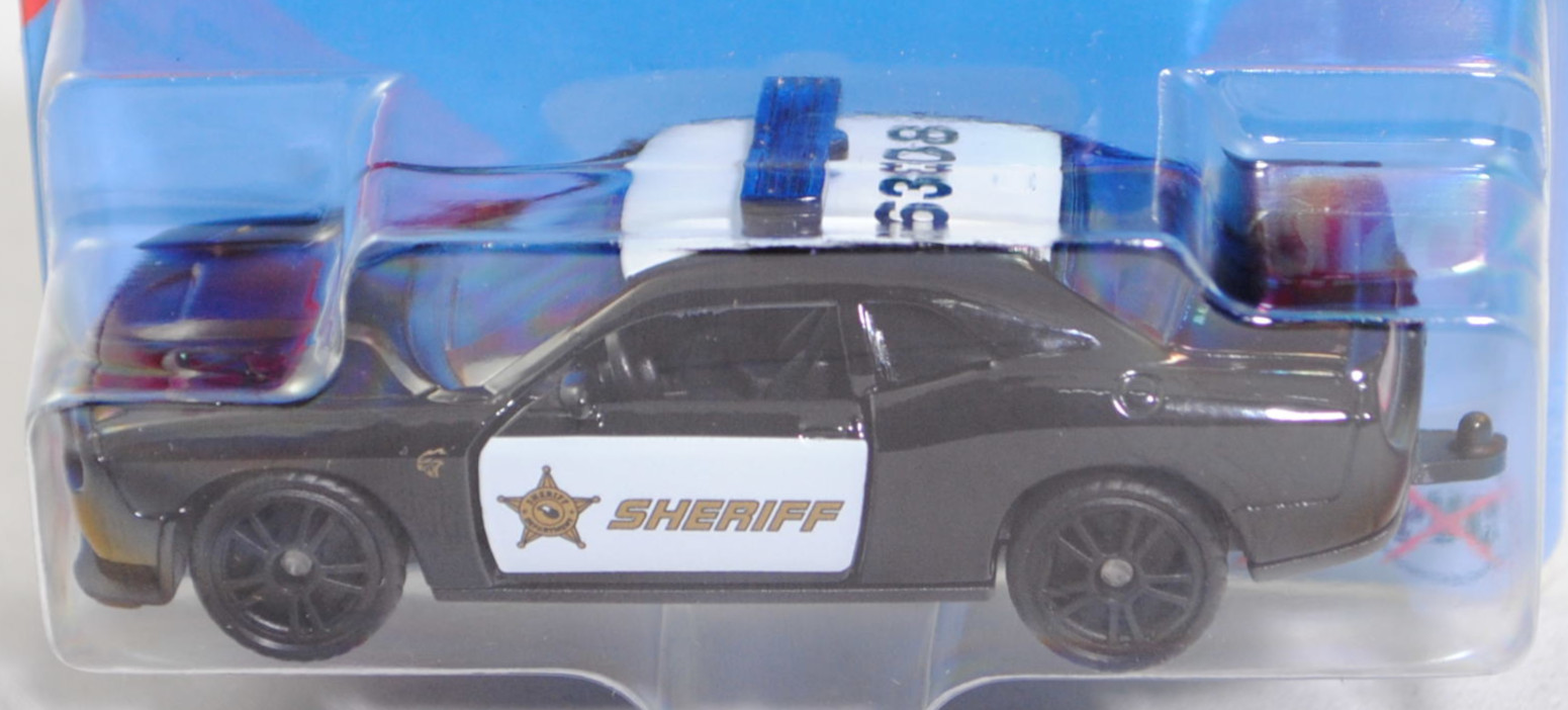 00000 Dodge Challenger SRT Hellcat (3. Generation, Modell 2014-2018) County Sheriff, schwarz, SIKU, 1:63, P29e