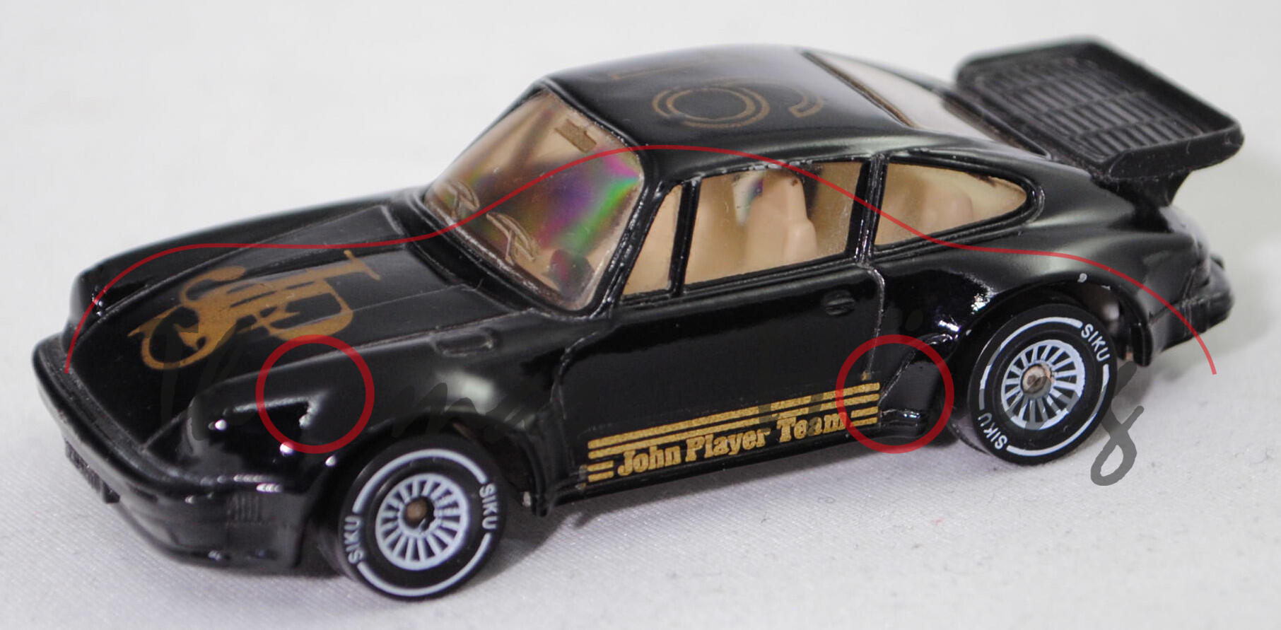 00002 Porsche 911 Turbo 3,3 (G-Modell, Mod. 78-89) Rallye, schwarz, John Player Team / JPS / 16, Bpr. 1059/1067, Verglasung rauch, SIKU, 1:54, m-