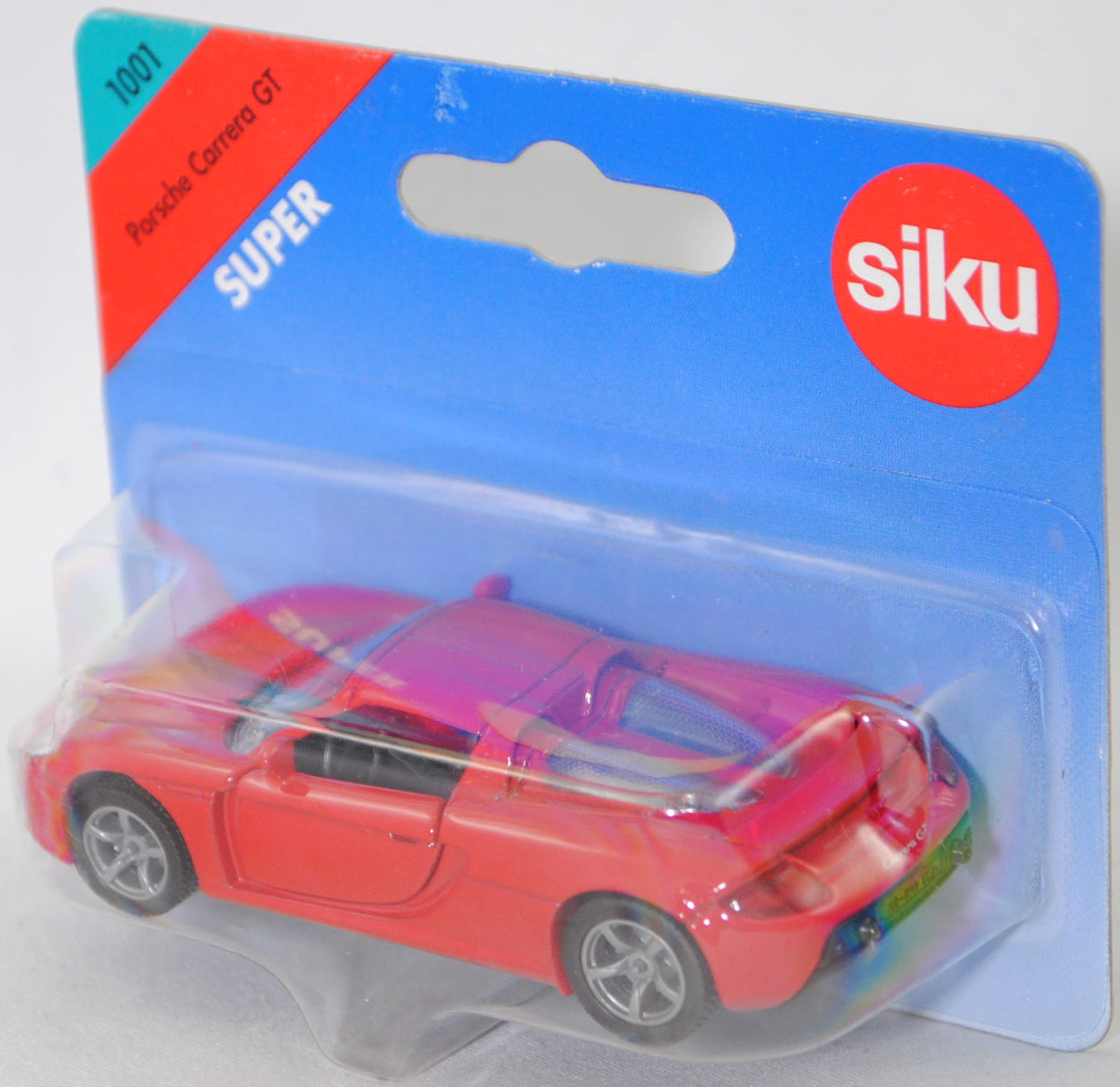 00000 Porsche Carrera GT (interne Baureihenbezeichnung 980, Modell 2003-2006), dunkel-verkehrsrot, Bpr. 1001, B22a / B22b offen silbergrau, SIKU SUPER, 1:55, P28b