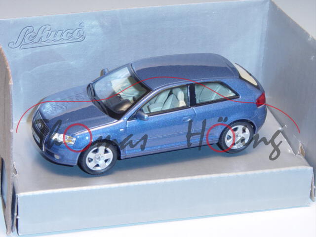 Audi A3 2-türig, Mj. 05, blaumetallic, Schuco, 1:43, mb