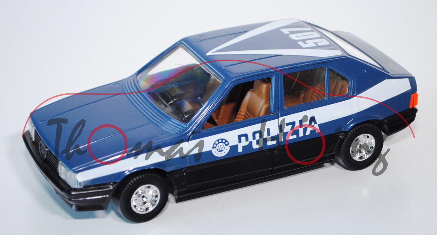 Alfa Romeo 33 POLIZIA, Modell 1988, grünblau/schwarz, POLIZIA / 507, Türen zu öffnen, mit Lenkung, B