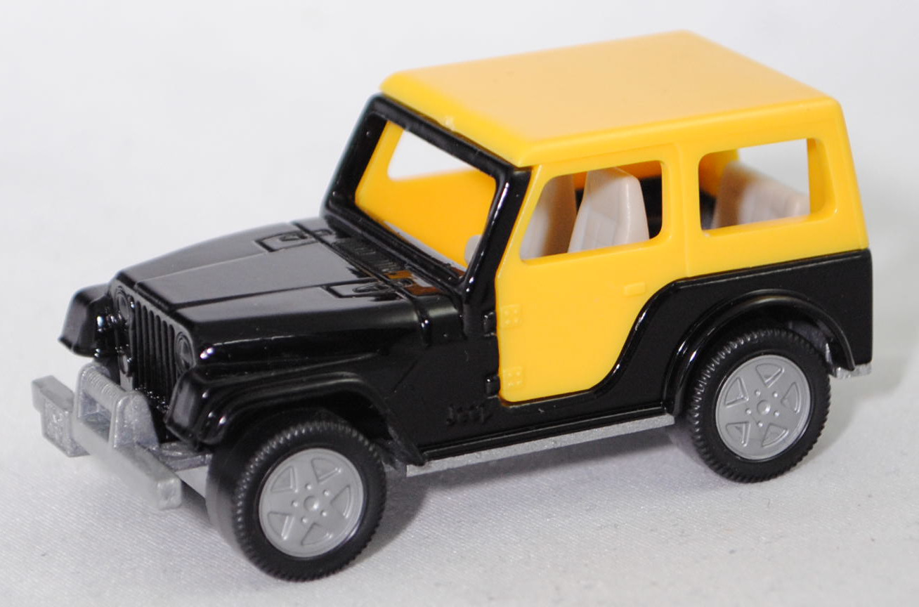 00017 Jeep CJ-5 2.5L (5. Generation, Modell 1979-1983) mit Fiberglas Hardtop (von Siku als Jeep CJ-7 bezeichnet), schwarz, innen lichtgrau, Hong, B8, SIKU SUPER, 1:55, m