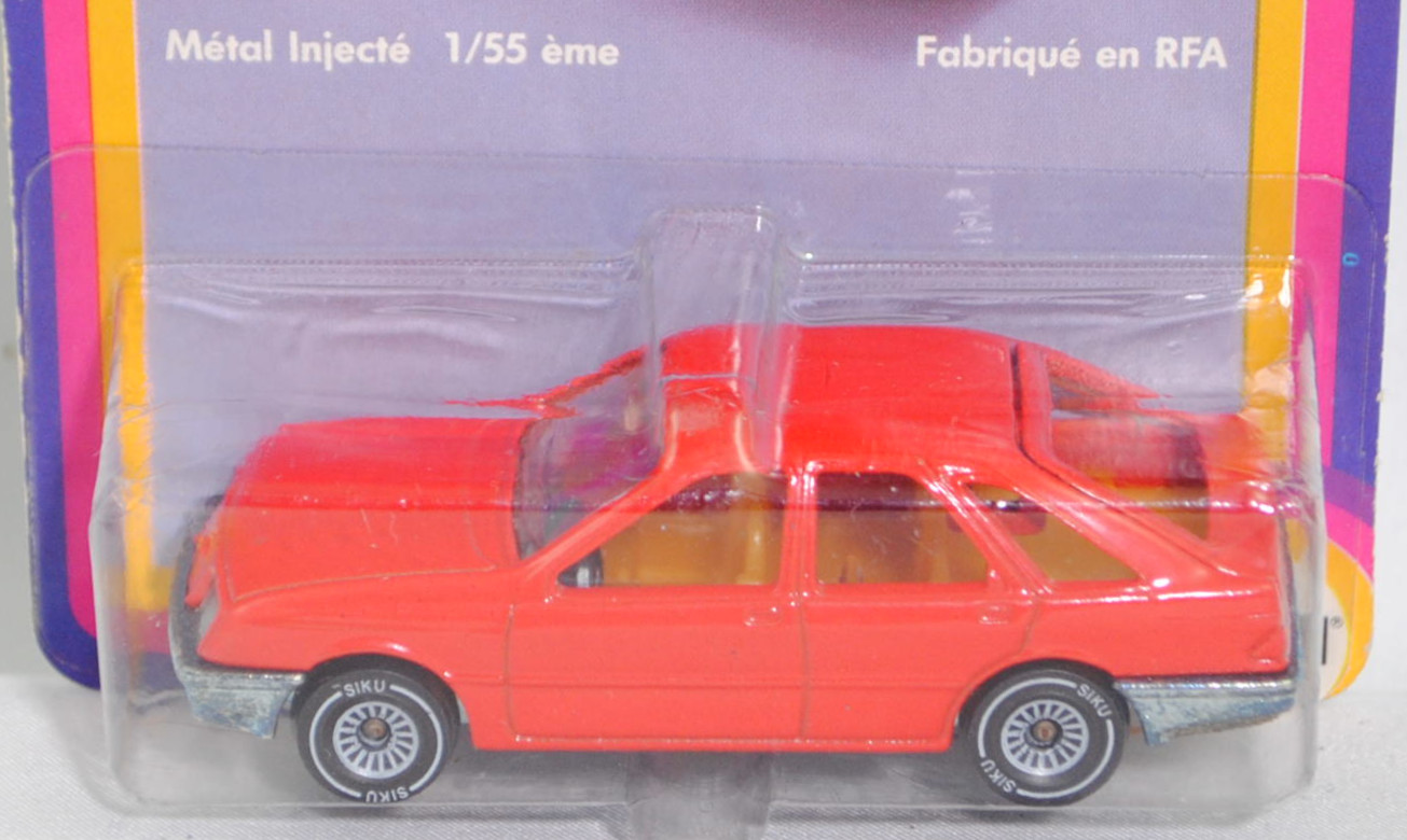00000 Ford Sierra 2.3 Ghia (1. Generation, Typ Sierra '82 oder Mk1, GBC, Vorfacelift, Modell 1982-1984), hell-verkehrsrot, innen chromgelb, SIKU SUPER, 1:55, P20