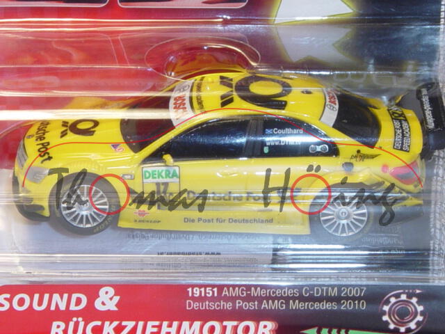 AMG-Mercedes C-Klasse DTM 2007, gelb, Deutsche Post AMG Mercedes 2010, Nr. 17, Coulthard, Carrera, 1