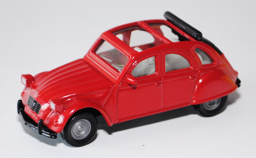 Citroen 2 CV 6, Modell 1975-1990, karminrot, innen hellgrau, Lenkrad schwarz