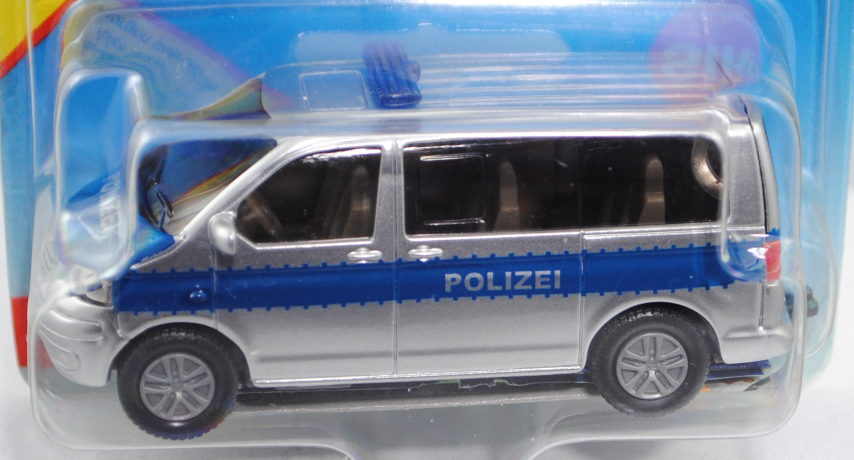 00001 VW T5 Multivan (Modell 2003-2009) Polizei-Mannschaftswagen, weißaluminiummetallic/grünblau, in