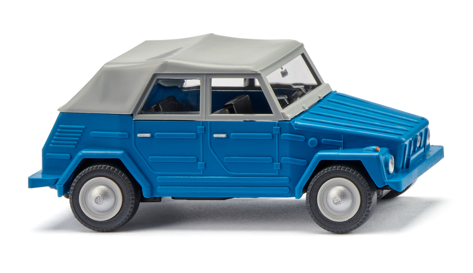VW 181 1500 / 1600 Kübelwagen / Kurierwagen (Typ 181, Vorfacelift, Modell 1969-1973), blau, innen schwarz, geschlossenes Verdeck fenstergrau, Wiking, 1:87, mb