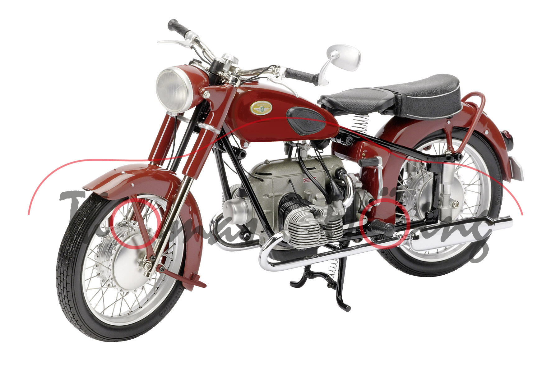 Zündapp KS 601 solo, Baujahr 1950, dunkelrot, Schuco, 1:10