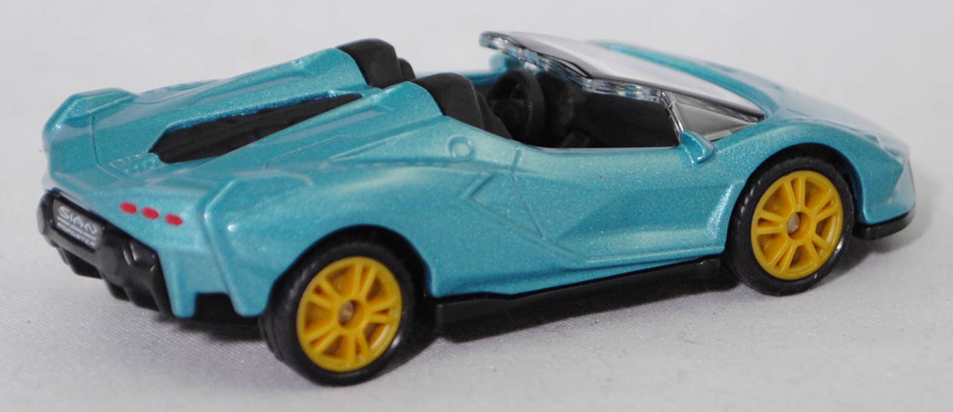 00000 Lamborghini Sián Roadster (1. Generation, Baureihe Sián Roadster, Modell 2020-), hell-wasserblaumetallic (blu uranus matt), innen schwarz, SIKU SUPER, 1:62, P29f