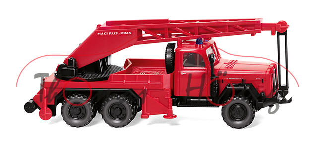 Feuerwehr - Kranwagen KW 15 auf Fahrgestell Magirus-Deutz A 12000 Uranus (Mod. 56-62), rot, 1:87, mb