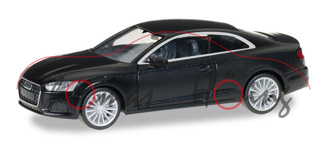 Audi A5 Coupé (Typ 9T, Modell 2016-), brillantschwarz, Herpa, 1:87, mb