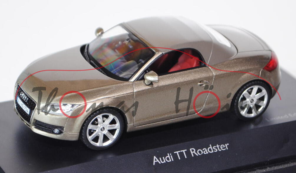 Audi TT Roadster mit Softtop (Typ 8J, Mod. 2007-2010), dakkarbeige, Schuco, 1:43, PC-Box (Limited)