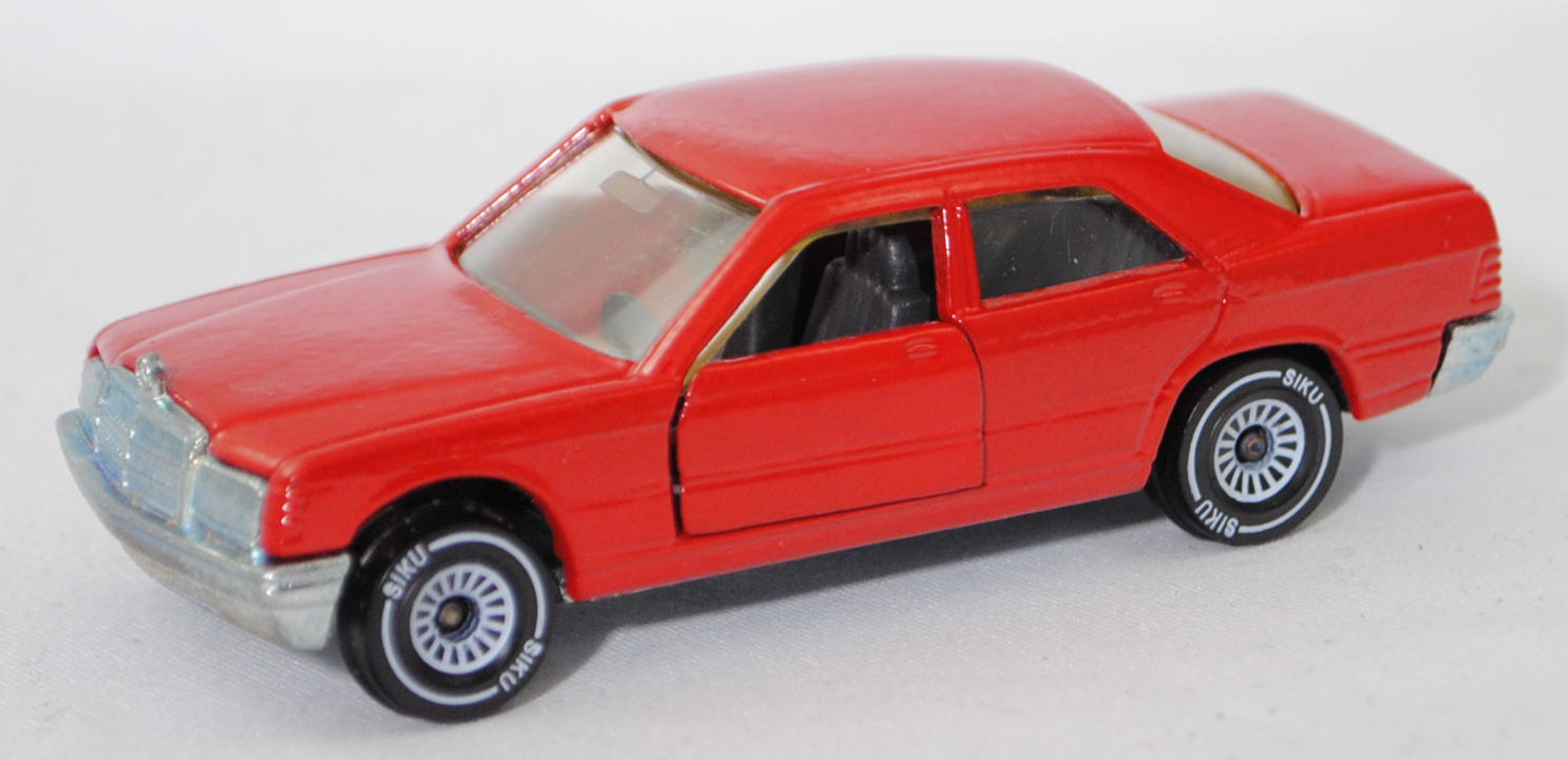 06400 HU Mercedes-Benz 190 E (W 201, Vor-MoPf, Modell 1982-1988), karminrot, innen schiefergrau, Chassis chrom, Hungary, B4, SIKU Ungarn / Metchy, 1:55, m (Limited Edition)