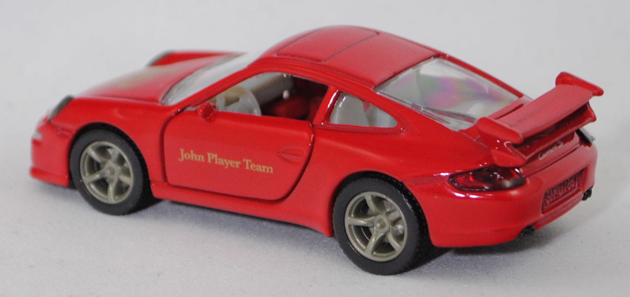 00000 JPS Porsche 911 Carrera S (Typ 997.1 Coupé bzw. 997 MK1 Coupé, Vorfacelift, Modell 2004-2008), dunkel-verkehrsrot, JPS / John Player Team, SIKU SUPER, 1:55, m (Limited)
