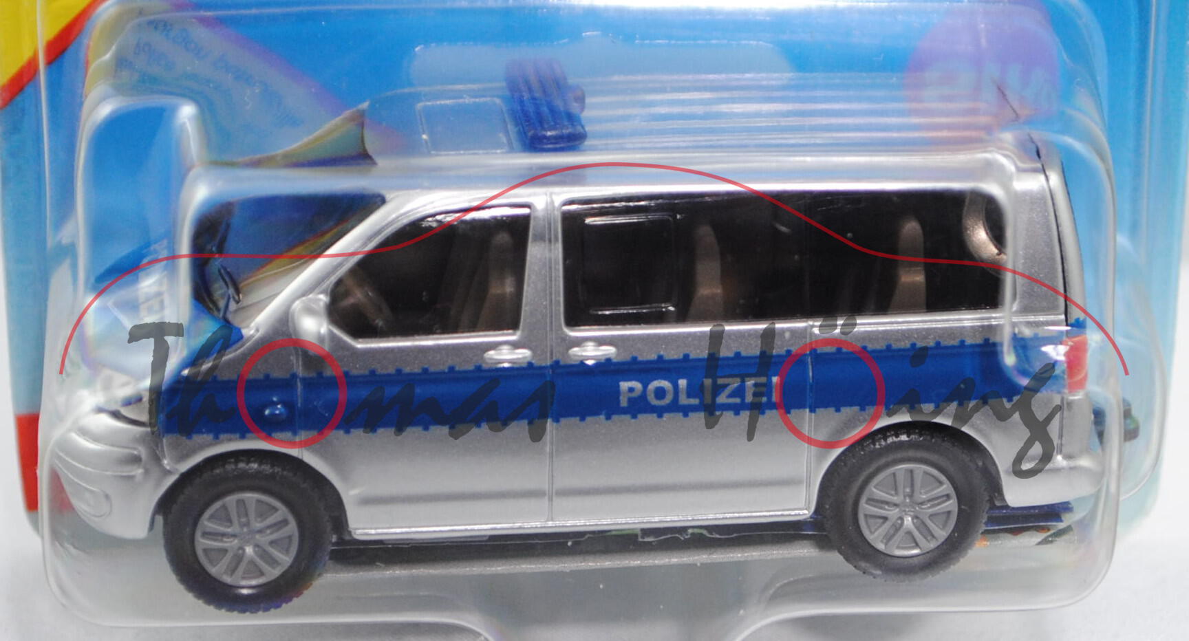 00001 VW T5 Multivan (Modell 2003-2009) Polizei-Mannschaftswagen, weißaluminiummetallic/grünblau, in