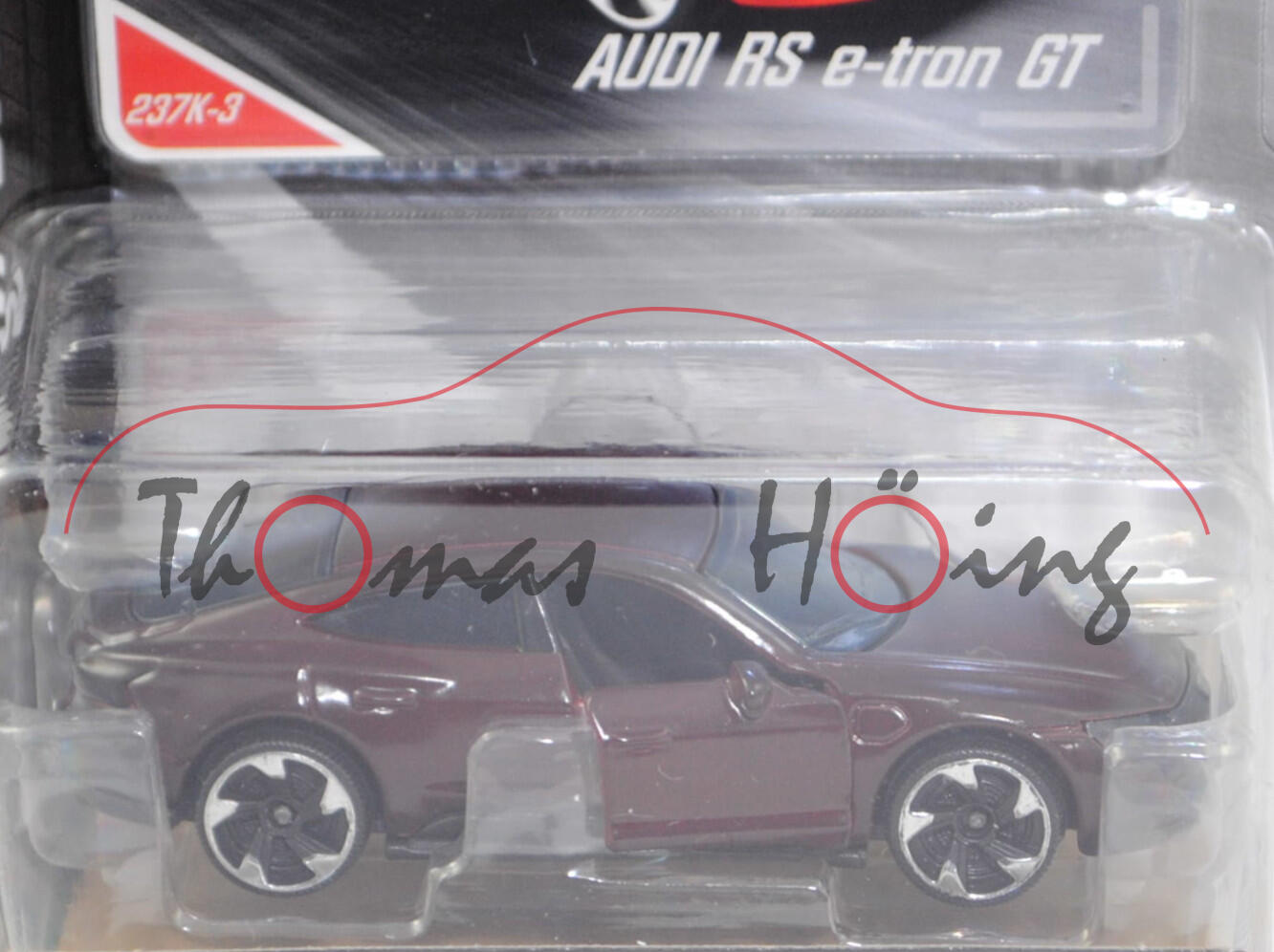Audi RS e-tron GT quattro (Typ FW, Modell 2021-), schwarzrot (10°C) / hell-braunrot (22°C), Nr. 237K-3, majorette, 1:63, Blister