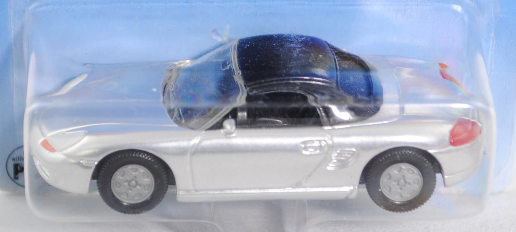 00002 Porsche Boxster 2.5 (Typ 986, Modell 1996-1999), weißaluminiummetallic, innen schwarz, Lenkrad