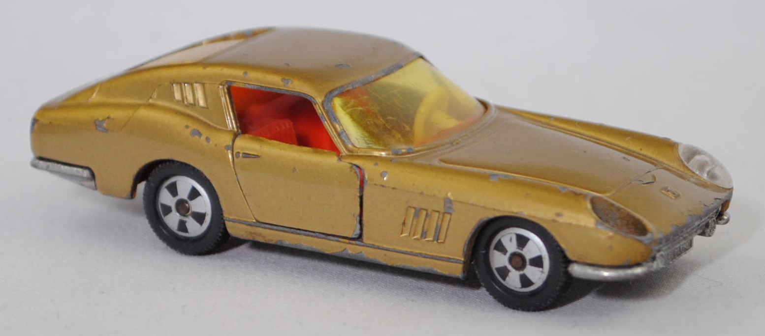 00000 Ferrari Berlinetta 275 GTB (Tipo 563, 2. Serie, Long Nose / Lange Nase, Modell 1965-1966), goldmetallic, transparente Frontscheinwerfer, Bpr. V 269, Germ, R9, SIKU SUPER, 1:56, vsc