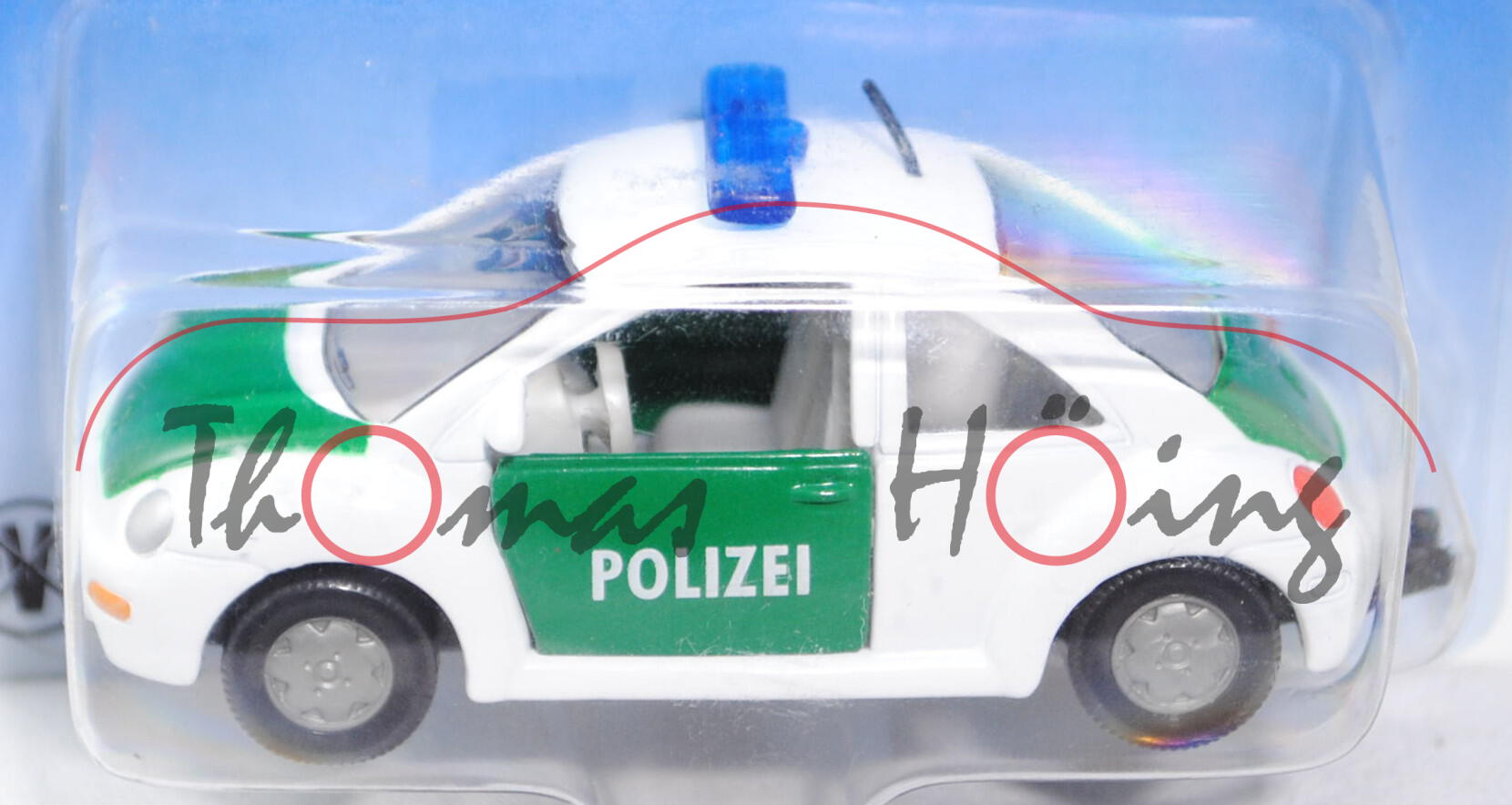 00001 VW New Beetle 2.0 (Typ 9C, Modell 1998-2001) Polizei, reinweiß/hell-moosgrün, innen lichtgrau,