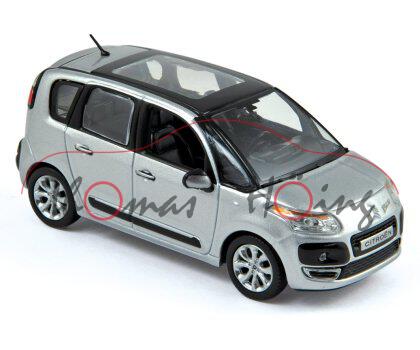 Citroen C3 Picasso, Modell 2009-2013, silber (gris aluminium), Norev, 1:43, PC-Box