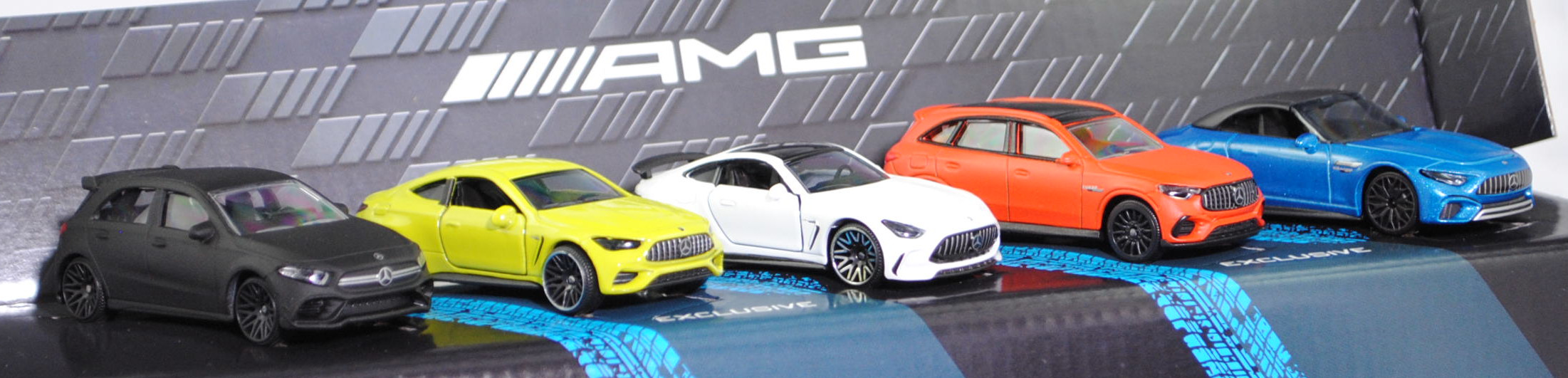 Giftpack Mercedes-AMG (5 Modelle): A 35 4Matic + CLE 53 4Matic+ + GT 63 4Matic+ + GLC 63 S E PERFORMANCE Premium + SL 63 4MATIC+, majorette, mb (EAN 3467452077283)