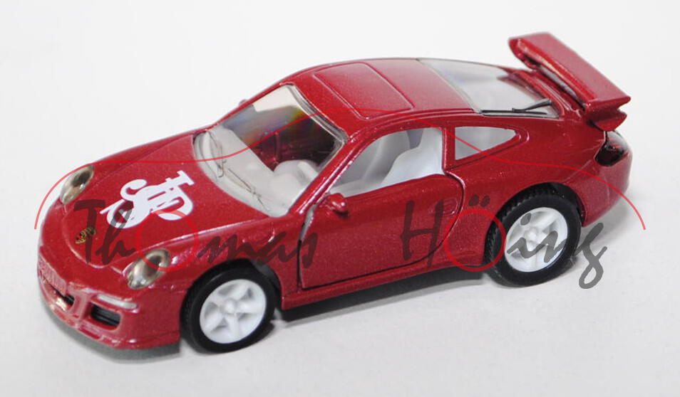 00008 Porsche 911 Carrera S (Typ 997), Modell 2004-2008, braunrotmetallic, innen reinweiß, Felgen re