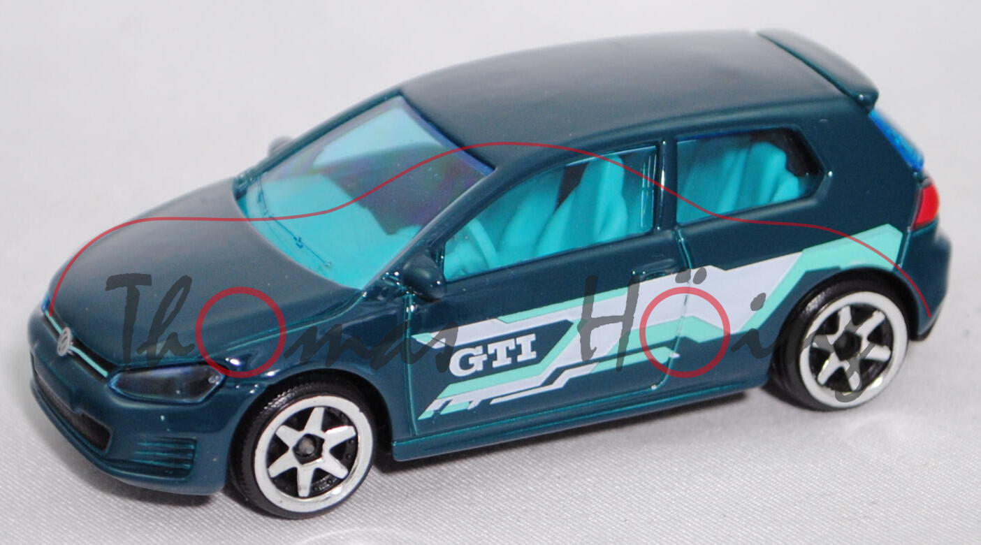 VW Golf VII GTI (Mod. 13-17) SPEED MINT / URBAN, dunkel-blaugrünmet., majorette, 1:64, COOL, mb