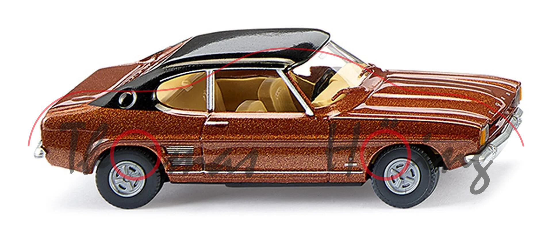 Ford Capri I 2300 GT XL (1. Gen., Typ Capri '69, Mod. 68-72), kupferbraun-metallic, Wiking, 1:87, mb